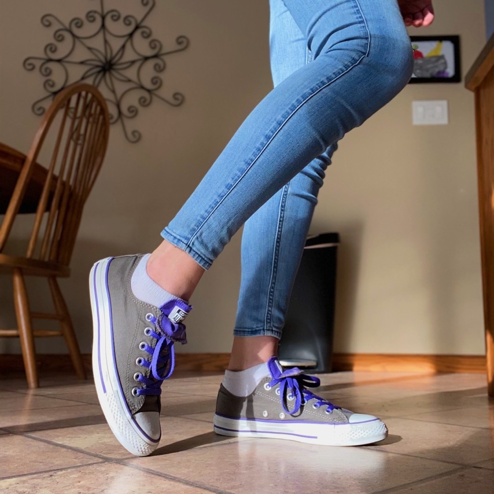 Purple and grey Converse